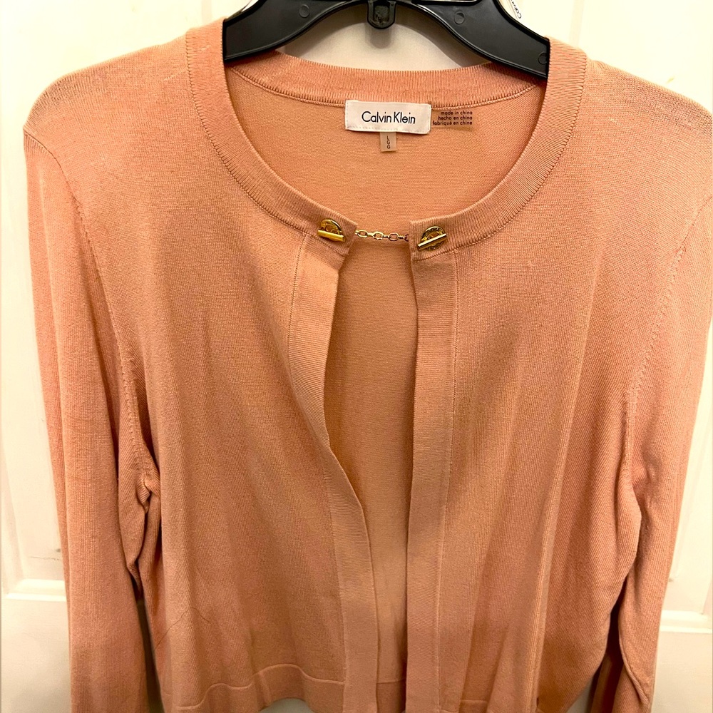 Calvin Klein blush pink Open front Cardigan/occasional sweater -chain neckline